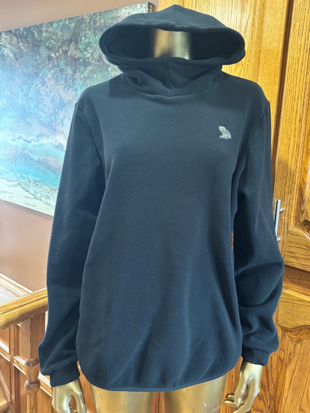 OVO Black Hooded Pullover with Owl Logo